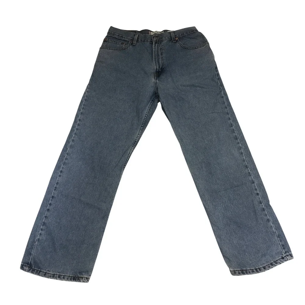 Levis 505 Regular Fit Mens Blue Jeans 36x30 Medium Wash Straight Leg Denim